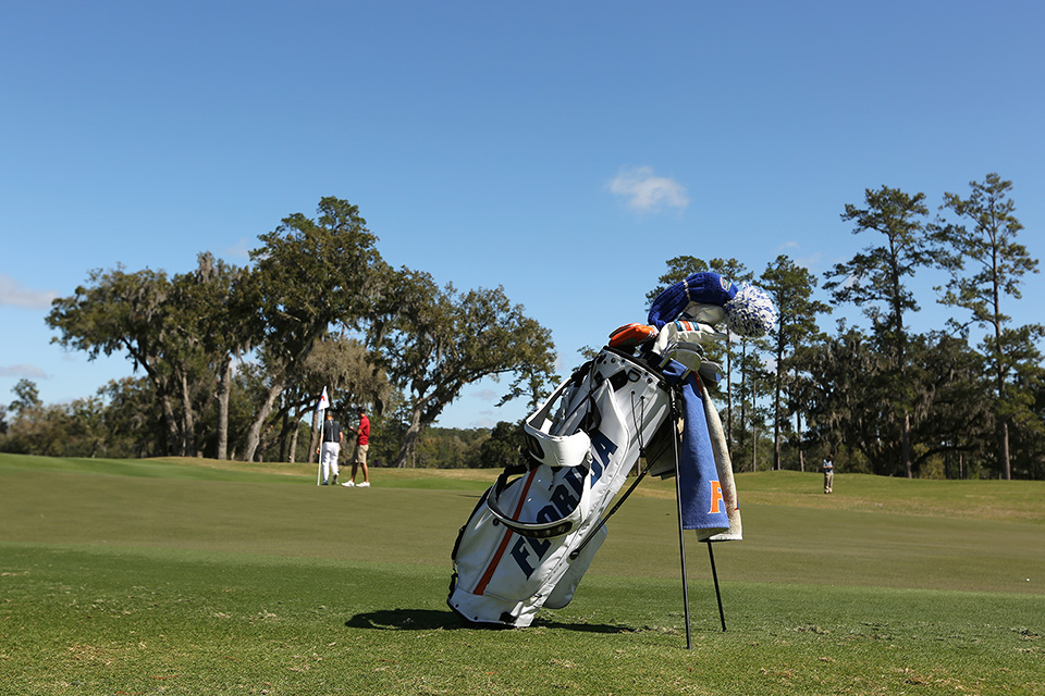 Florida Gators golf bag on golf course